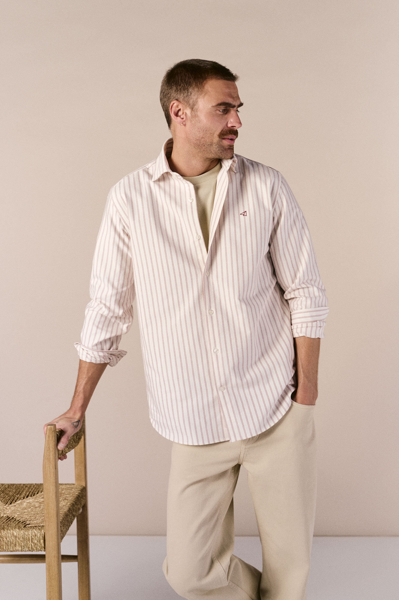 OOTO Camisa oxford rayas manga larga