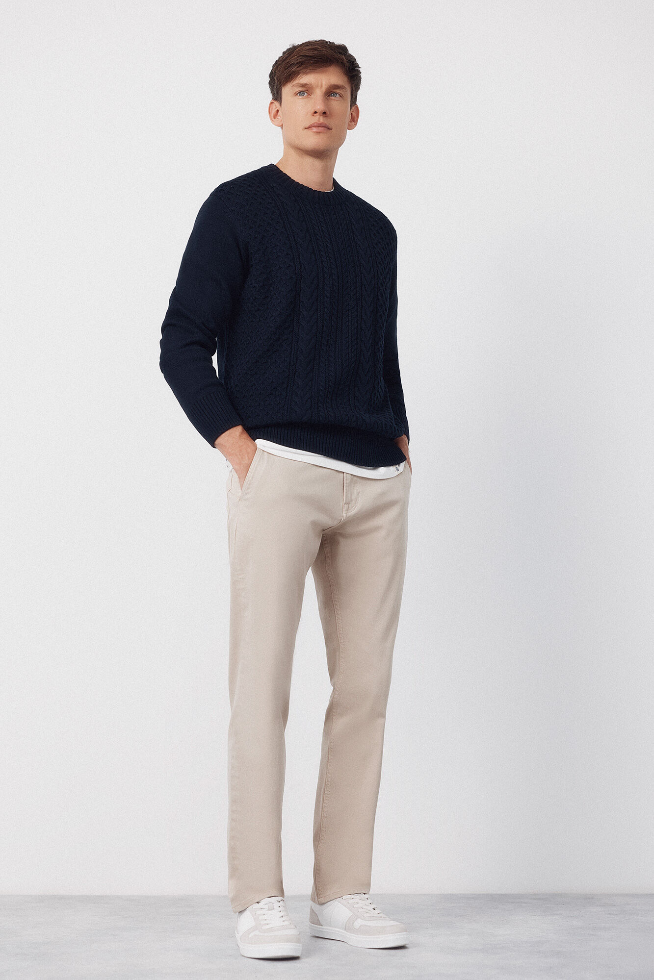 Cortefiel Cable knit round neck jersey-knit 