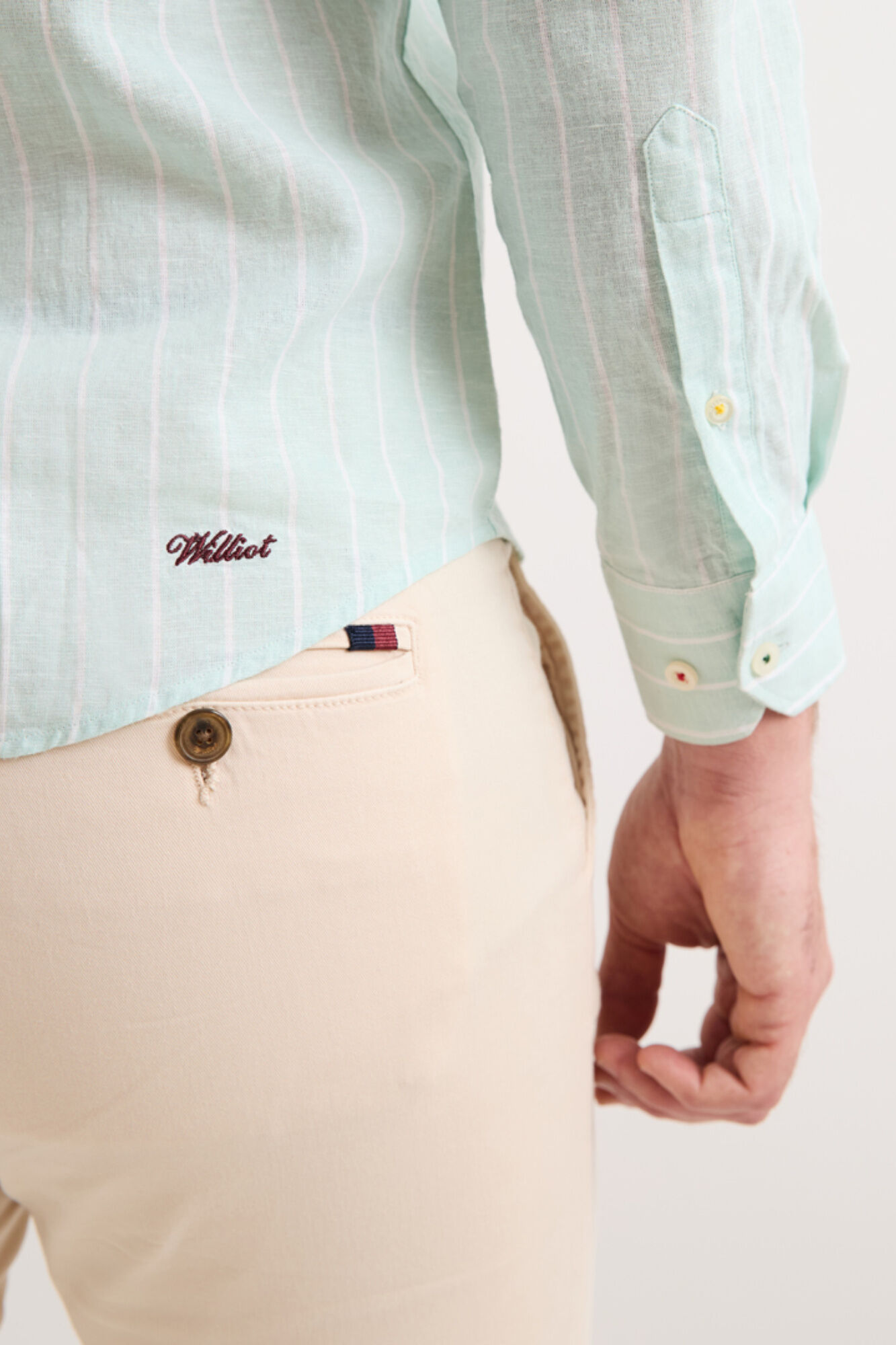 Williot Camisa de linho de riscas finas Verde