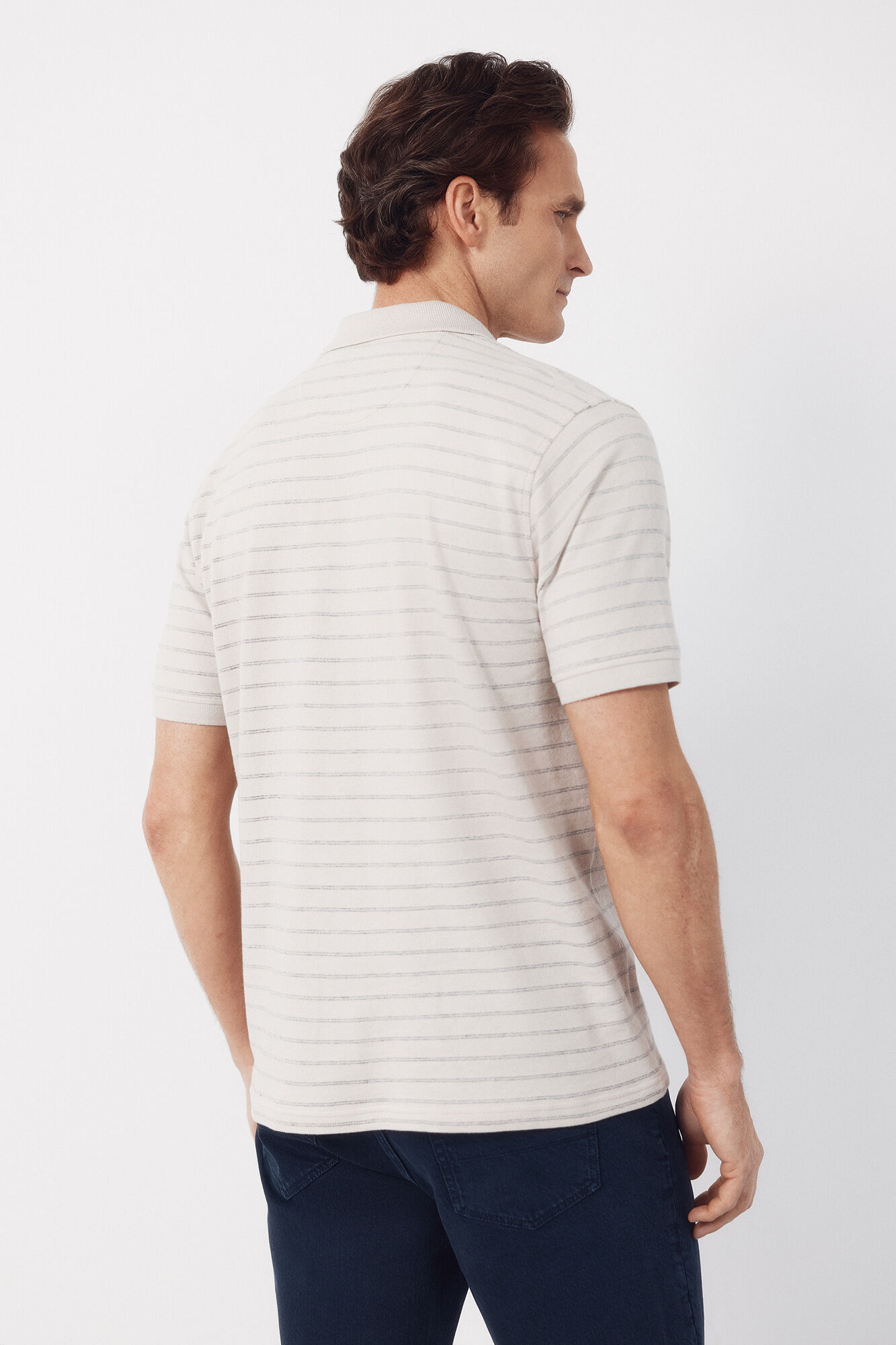 Cortefiel Striped structure polo shirt Beige