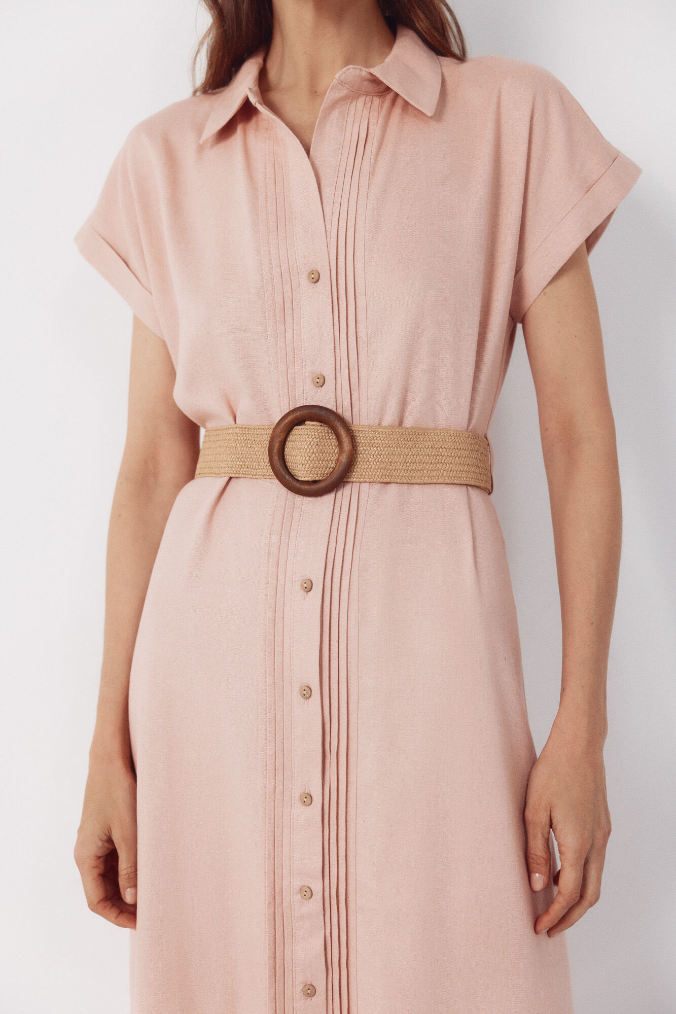 Cortefiel Linen dress Pink