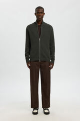 Selected 100% cotton cardigan Dark green
