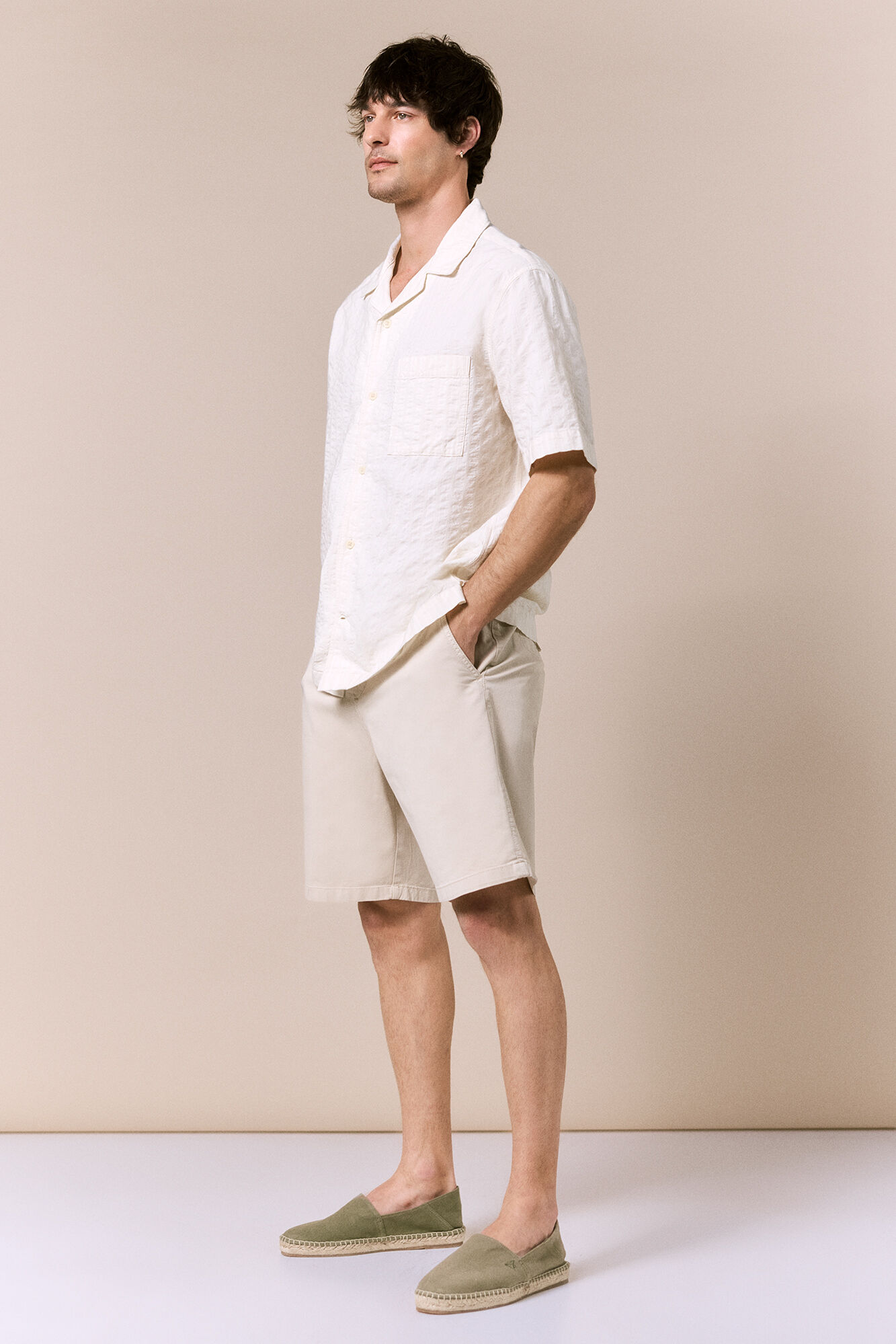 OOTO Plain short sleeve shirt Ivory