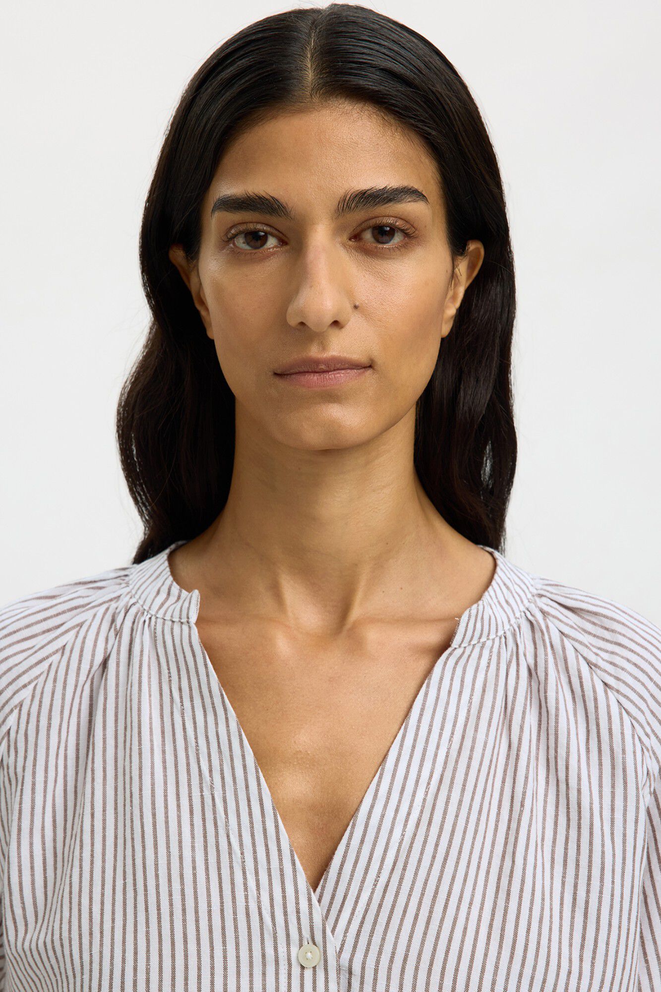 Selected Linen 3/4 sleeve blouse