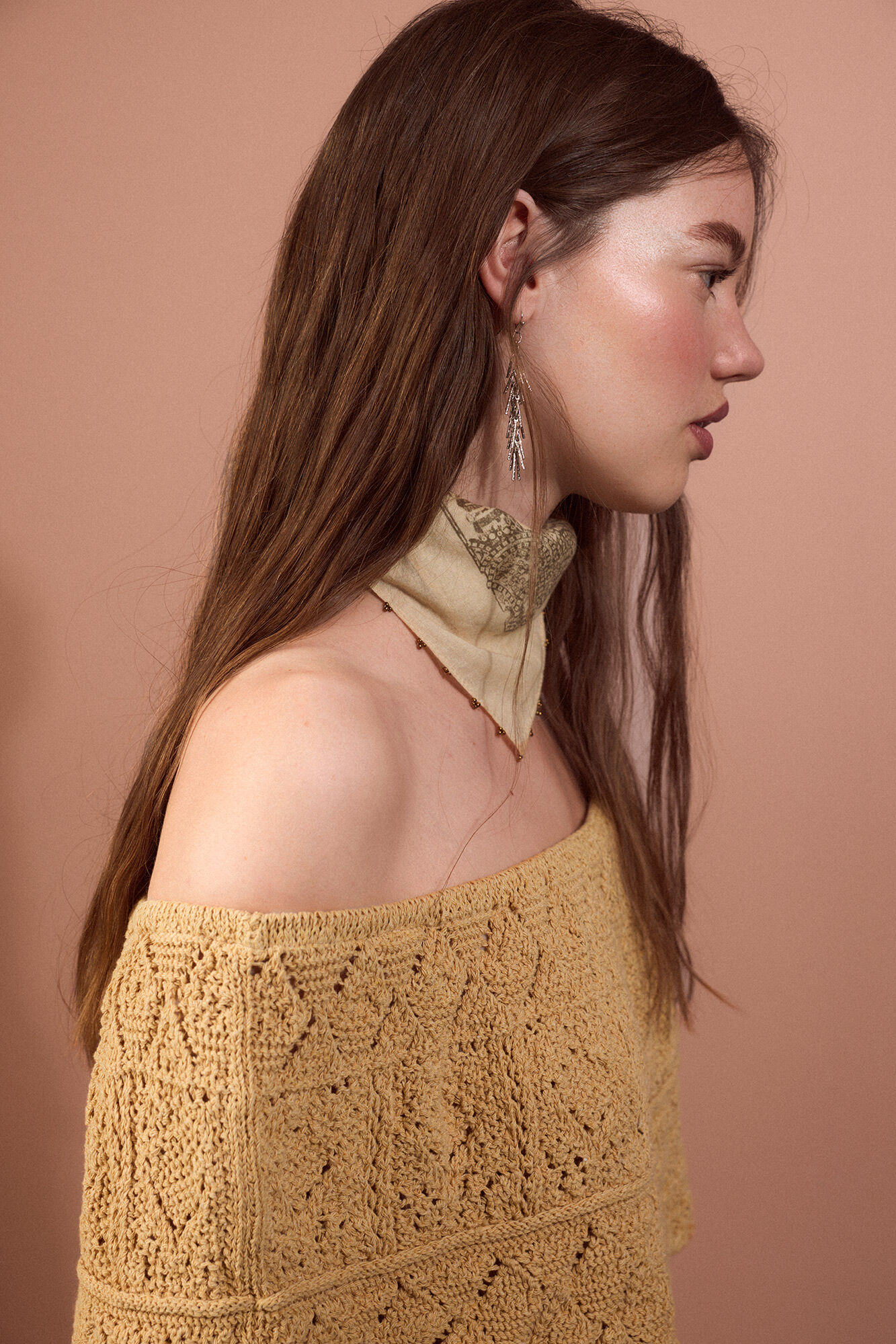 Cortefiel Off-shoulder knitted top Yellow