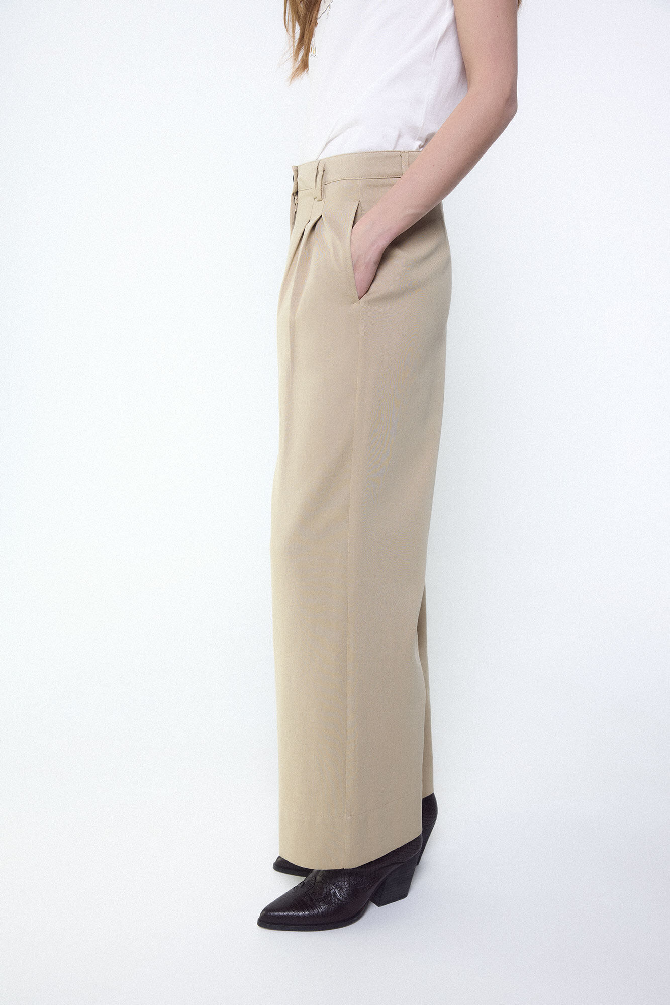 Slowlove Pantal&oacute;n tobillero ancho Tostado