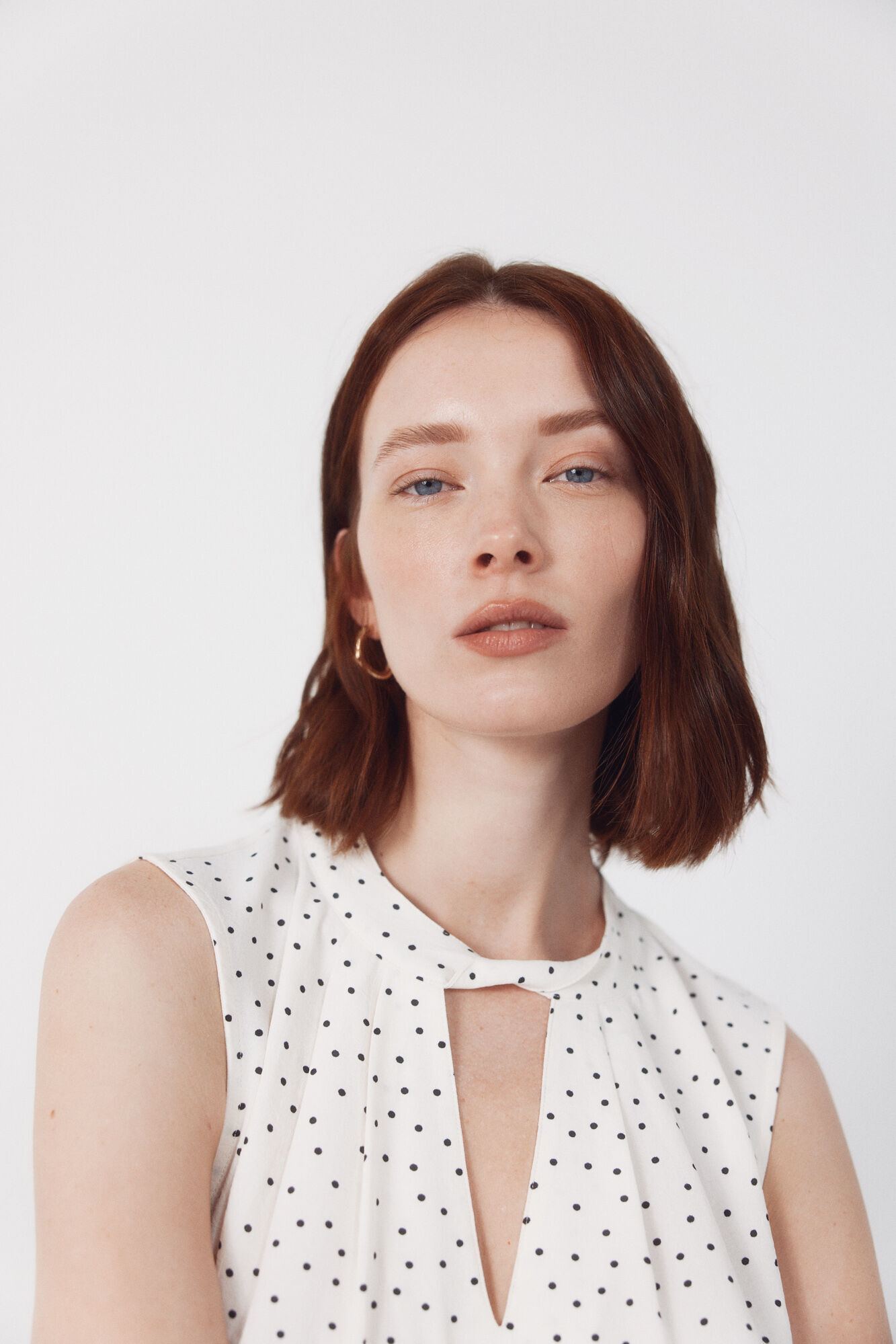 Cortefiel Cropped teardrop top Printed white