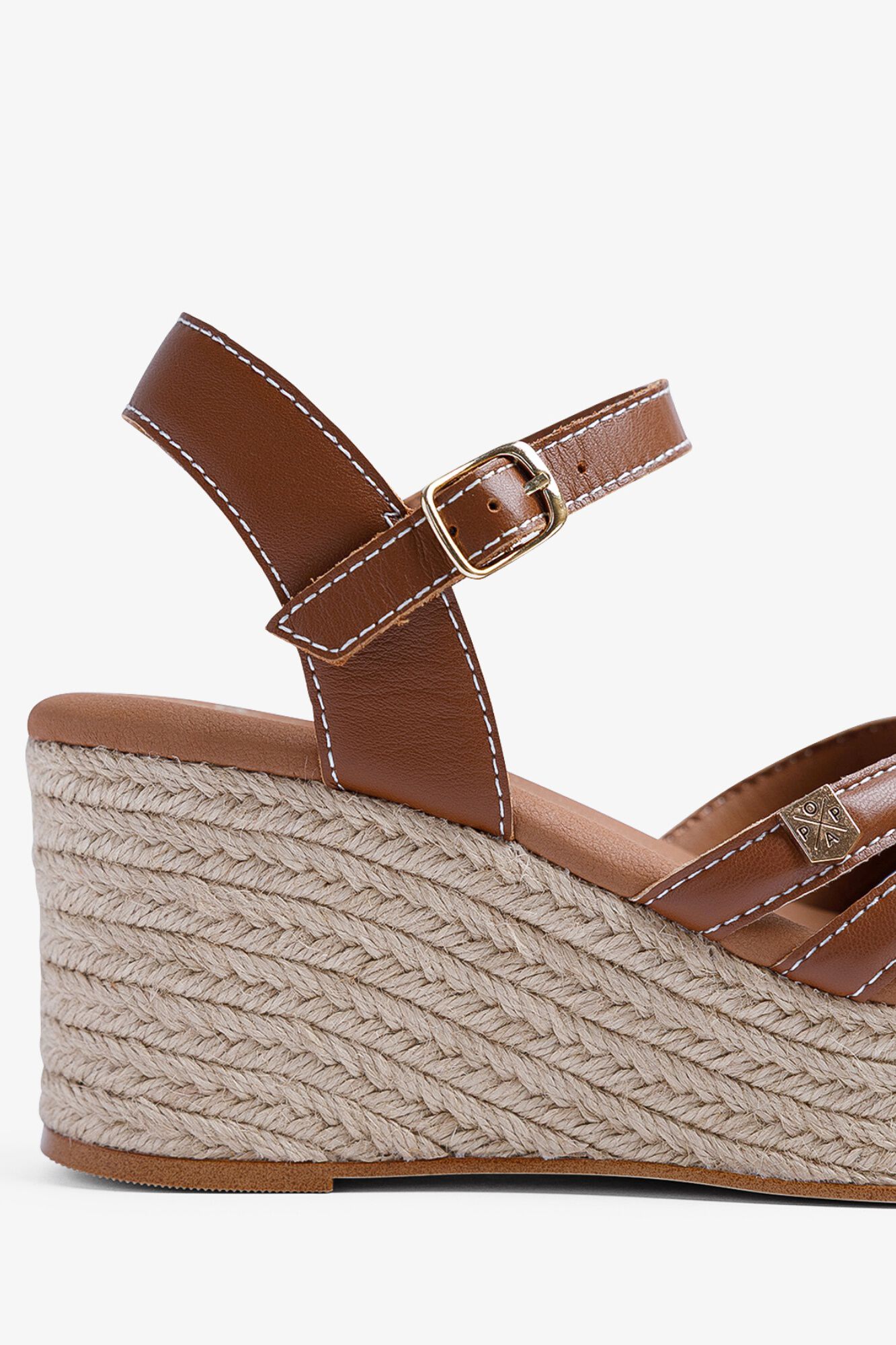 Popa Marinha low wedge sandal with straps Brown