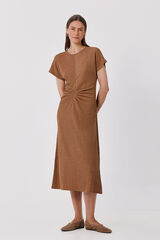 Cortefiel Gathered dress Brown