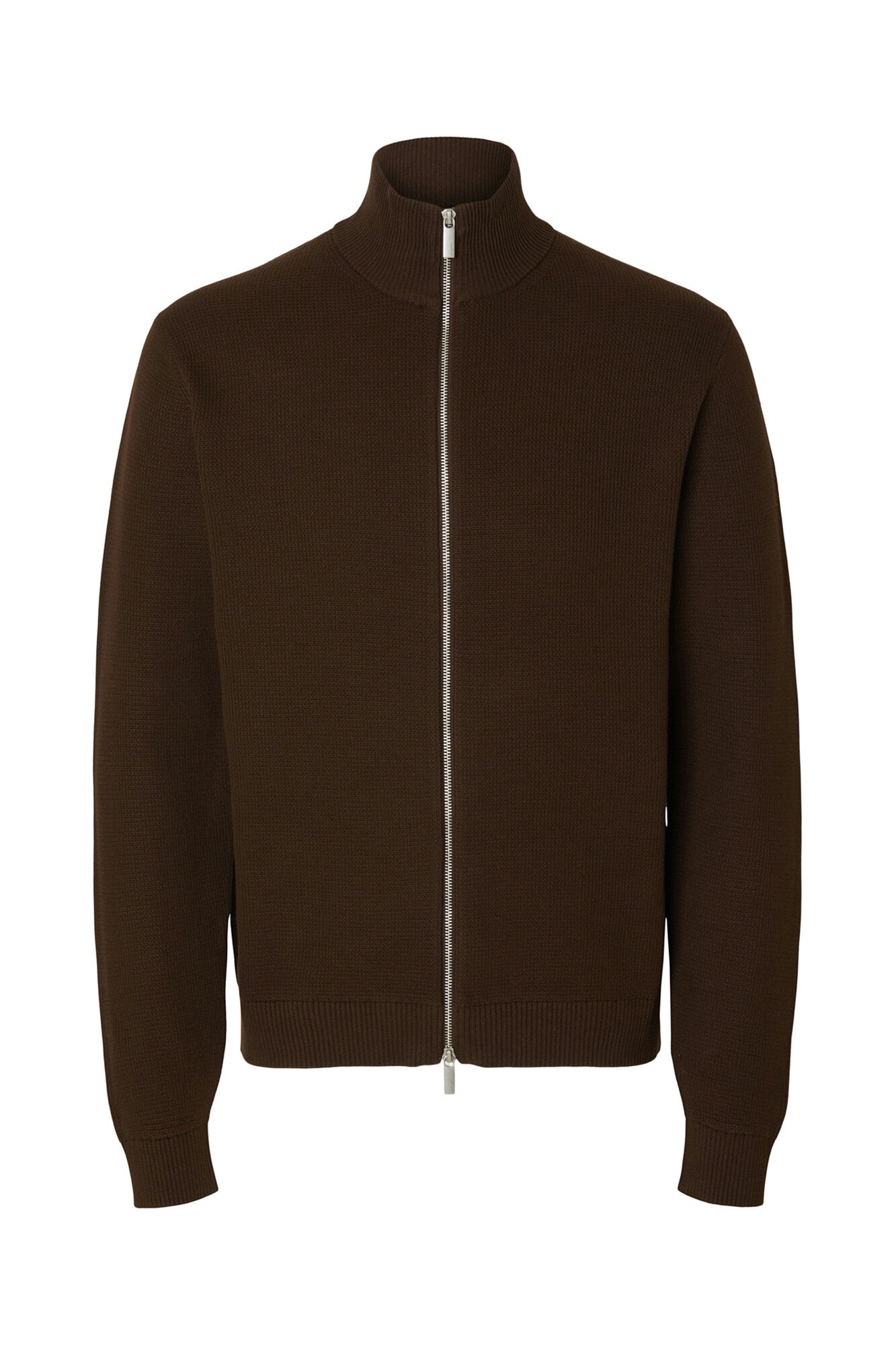 Selected 100% cotton cardigan Brown