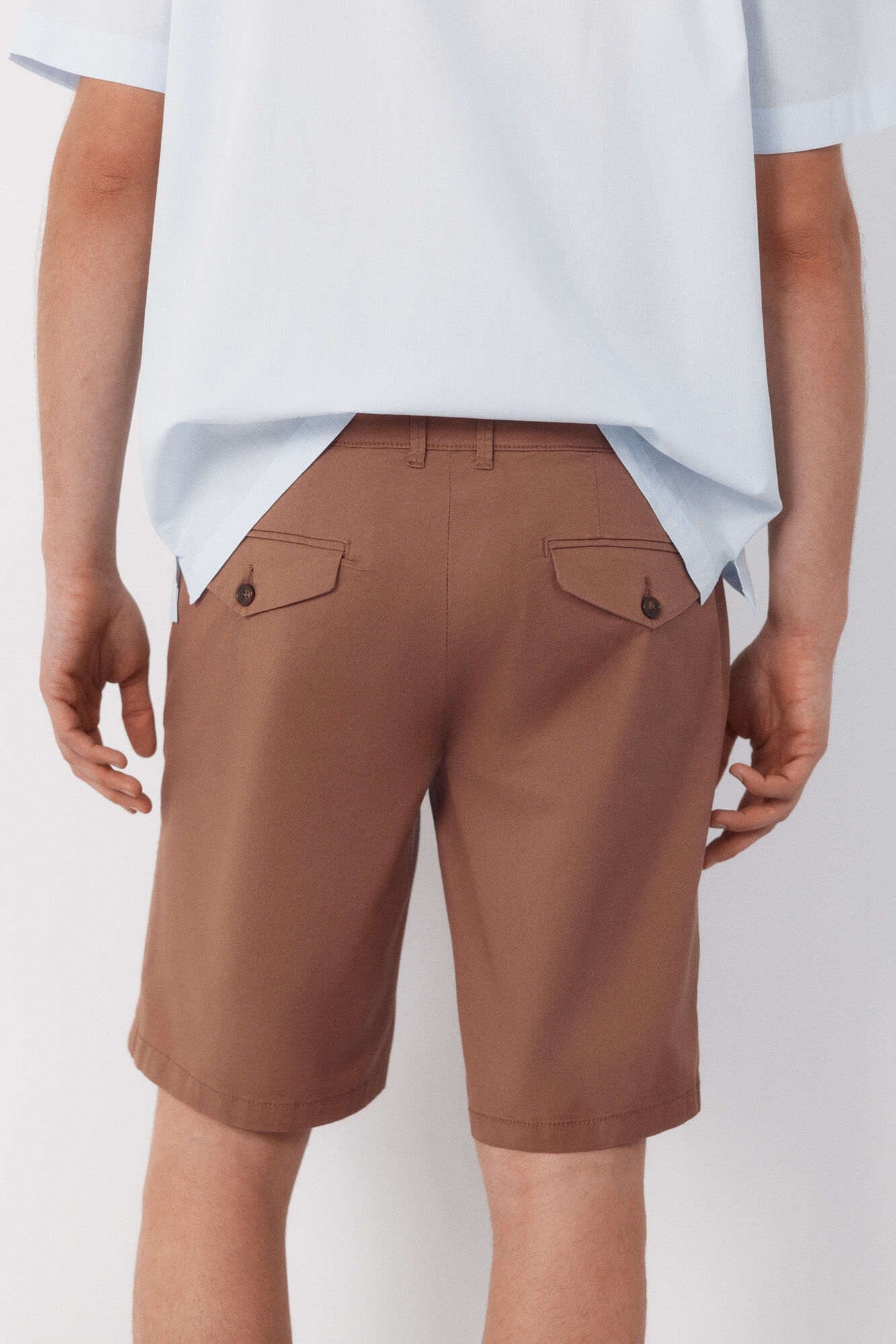 Cortefiel Lightweight printed chino Bermuda shorts Camel
