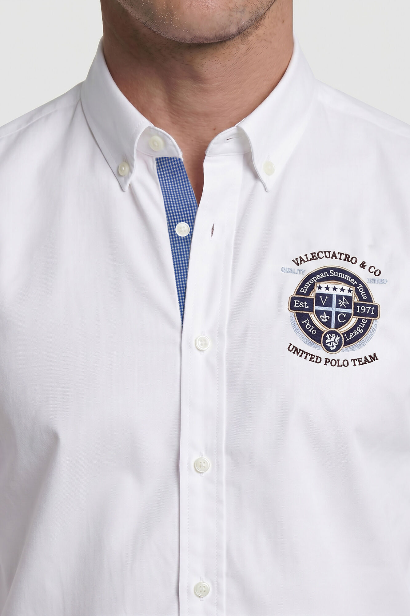 Valecuatro Camisa semibordada United Polo Branco