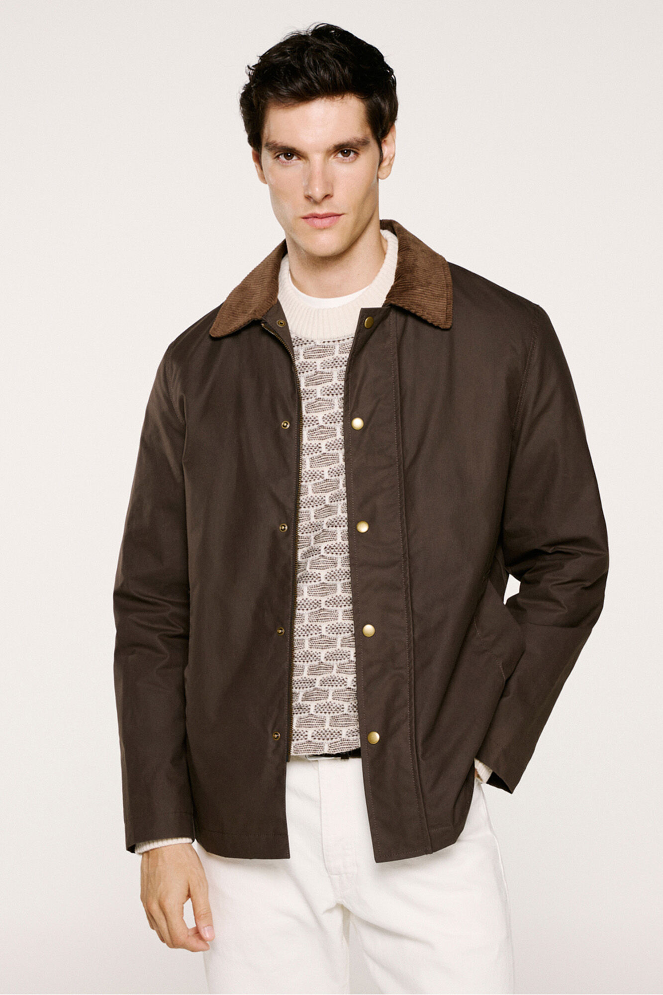 Selected Waxed cotton jacket Dark brown