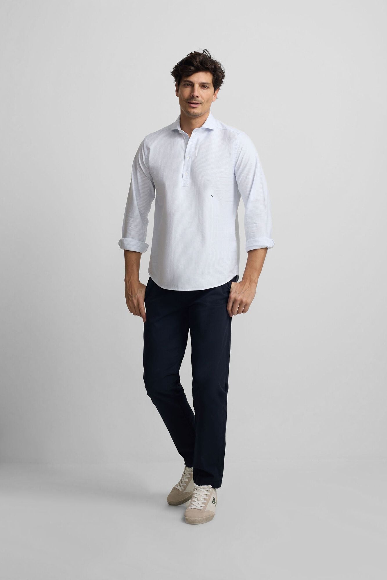 Silbon Polera sport oxford rayas Azul