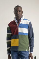 PuroEGO Ink blue patchwork polo shirt Multicolour