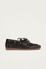 Alohas Mocassins em couro efeito vintage Rowan Castanho