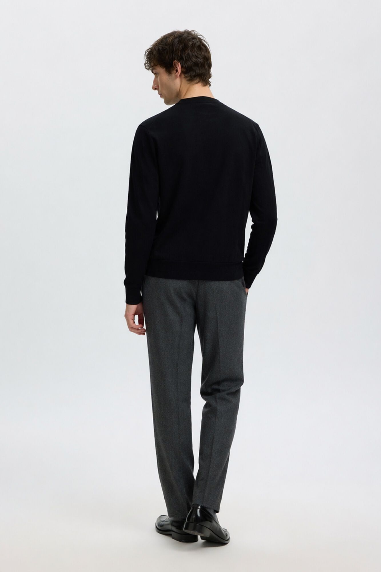 Selected Lightweight 100% organic cotton jumper Black