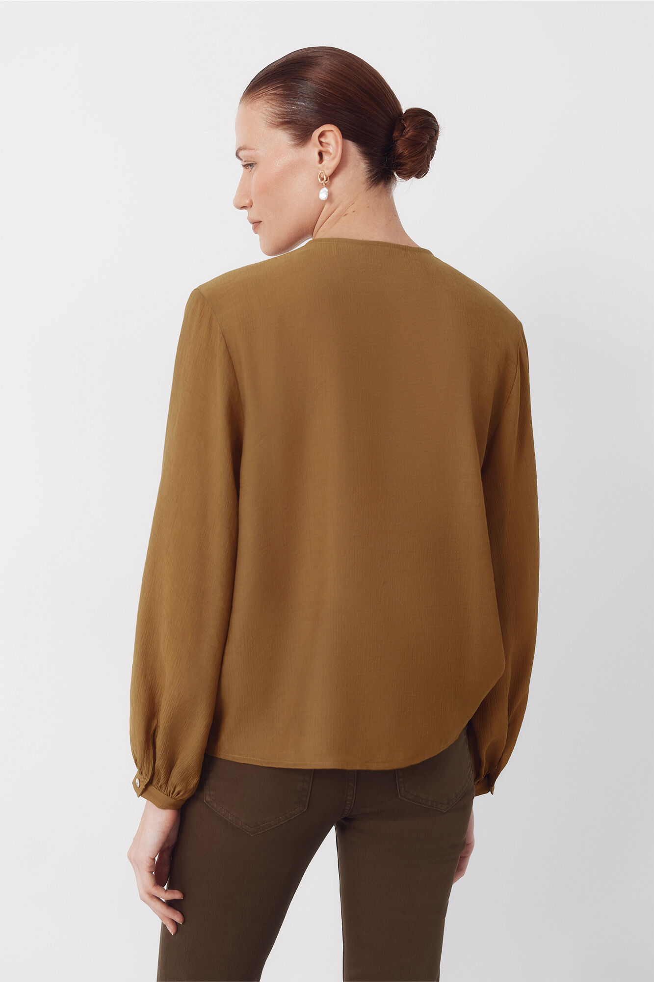 Cortefiel Drawstring blouse Kaki