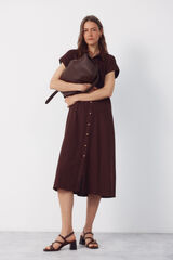 Cortefiel Linen dress Dark brown