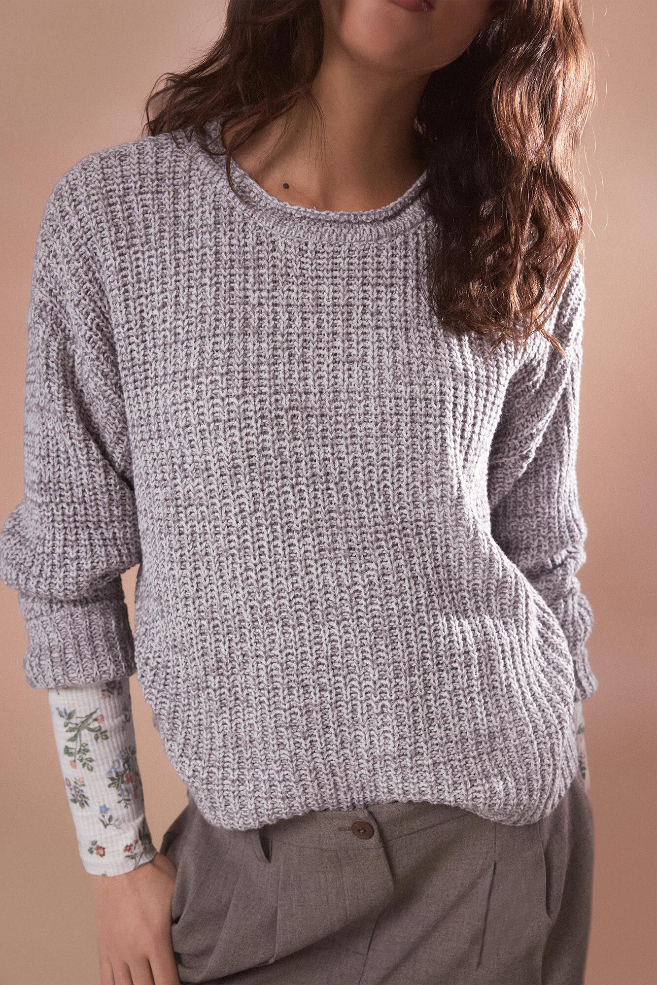Slowlove Jersey punto perlado Cinzento