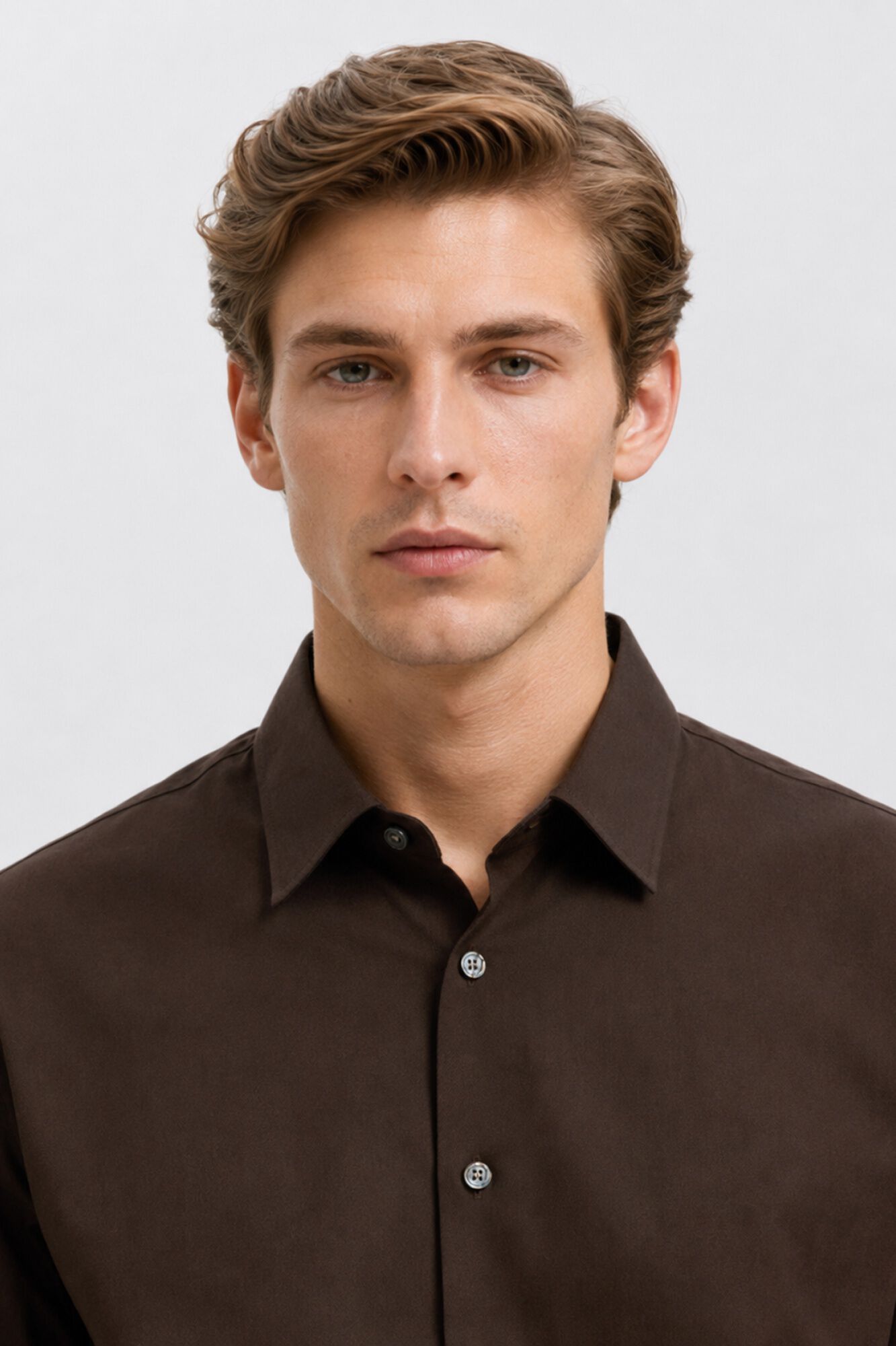Selected Camisa de vestir slim fit Castanho