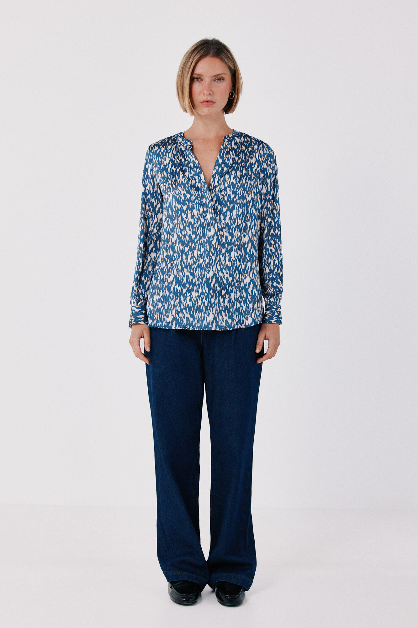Cortefiel Satin-finish polo shirt blouse