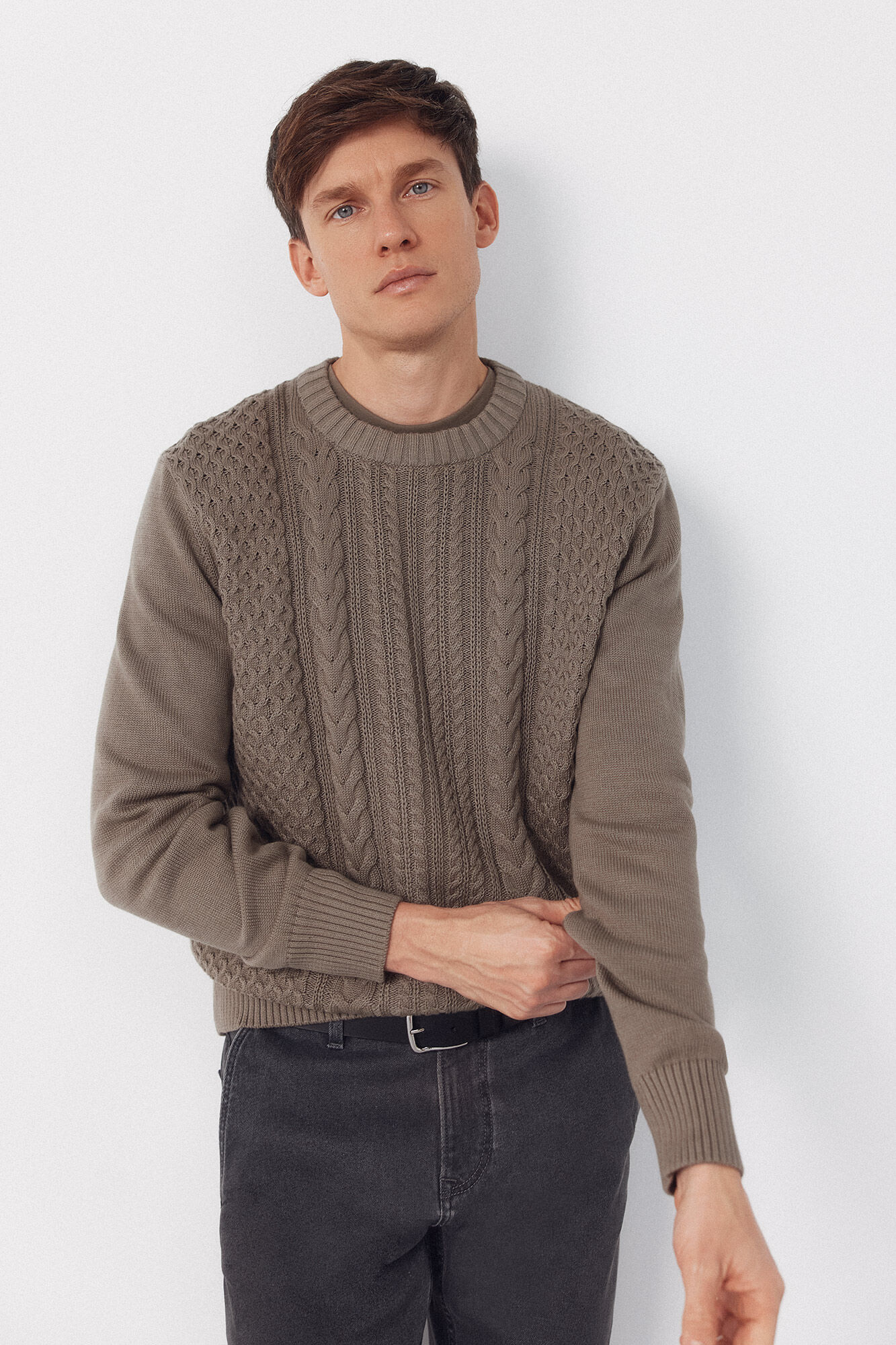 Cortefiel Cable knit round neck jersey-knit 