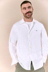 OOTO Camisa manga comprida em algod&atilde;o e linho Branco