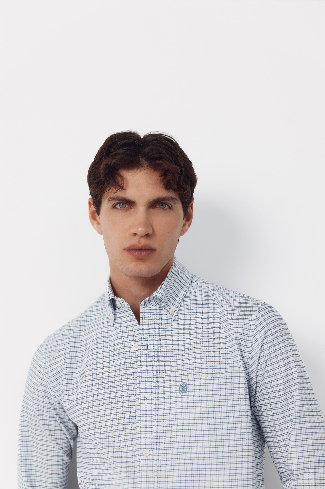 Cortefiel Checked Oxford shirt Blue