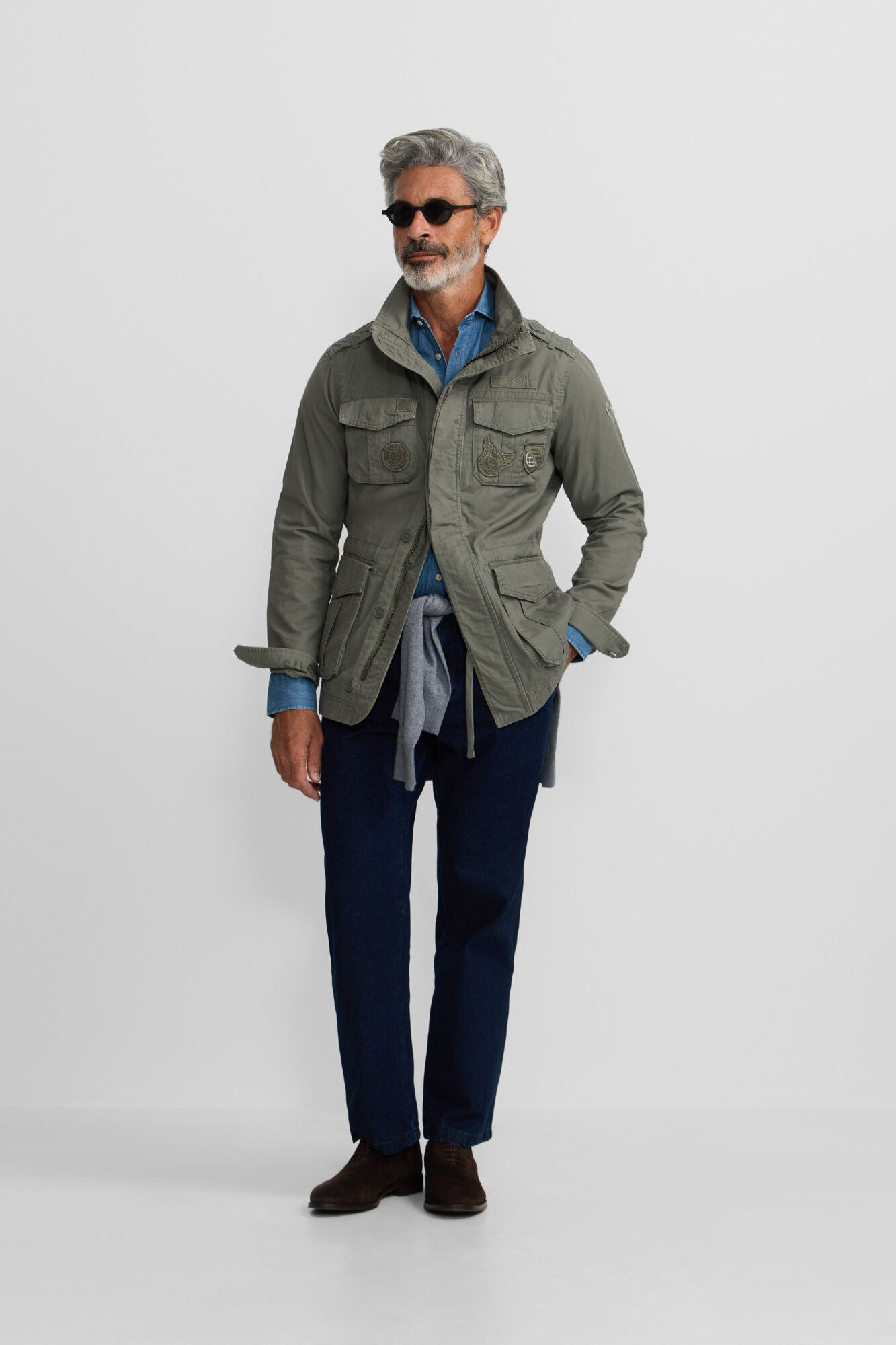 Silbon Casaco militar com manchas tingidas