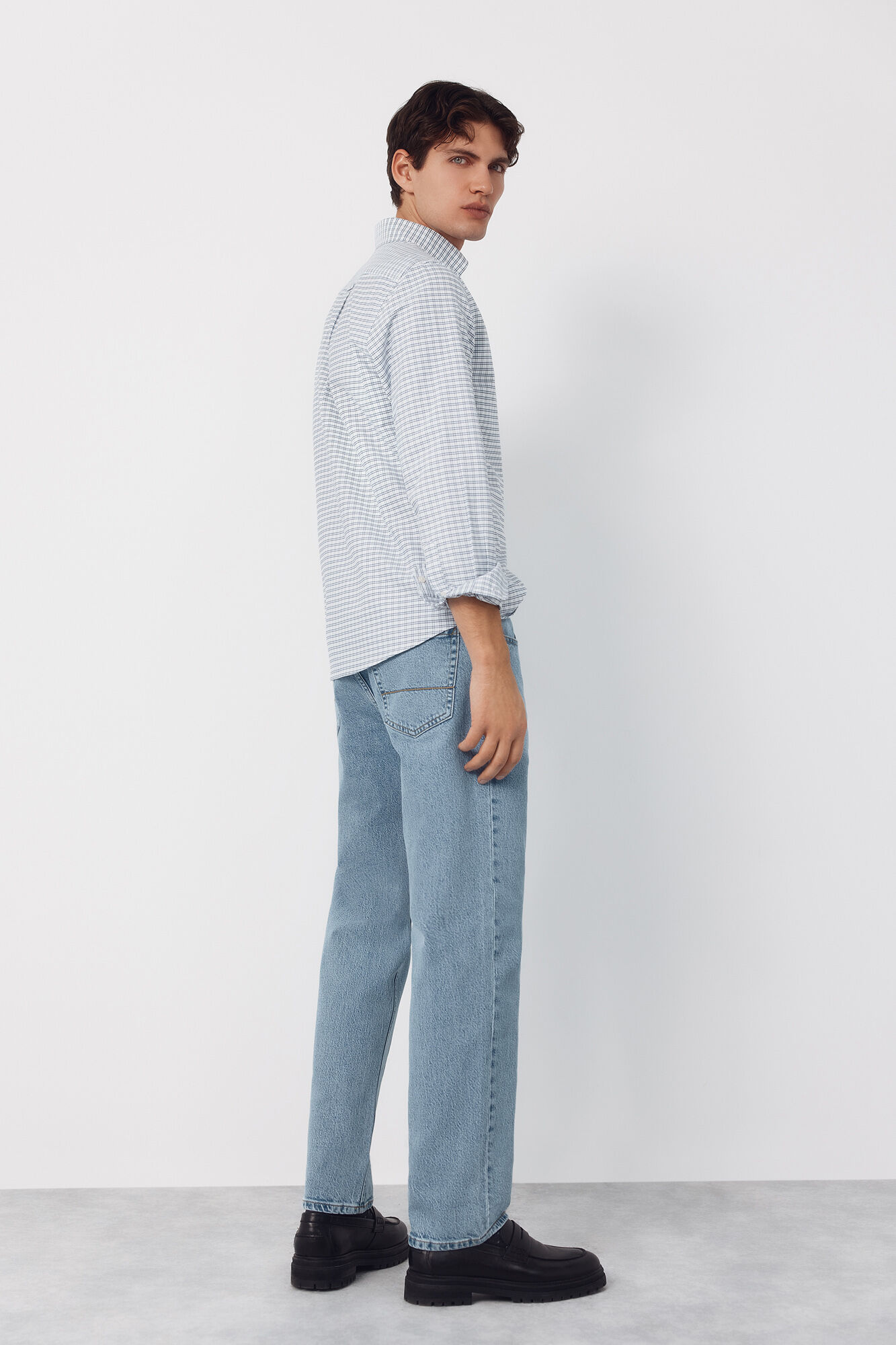 Cortefiel Checked Oxford shirt Blue