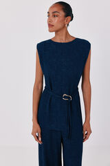 Cortefiel Jacquard buckle top Navy