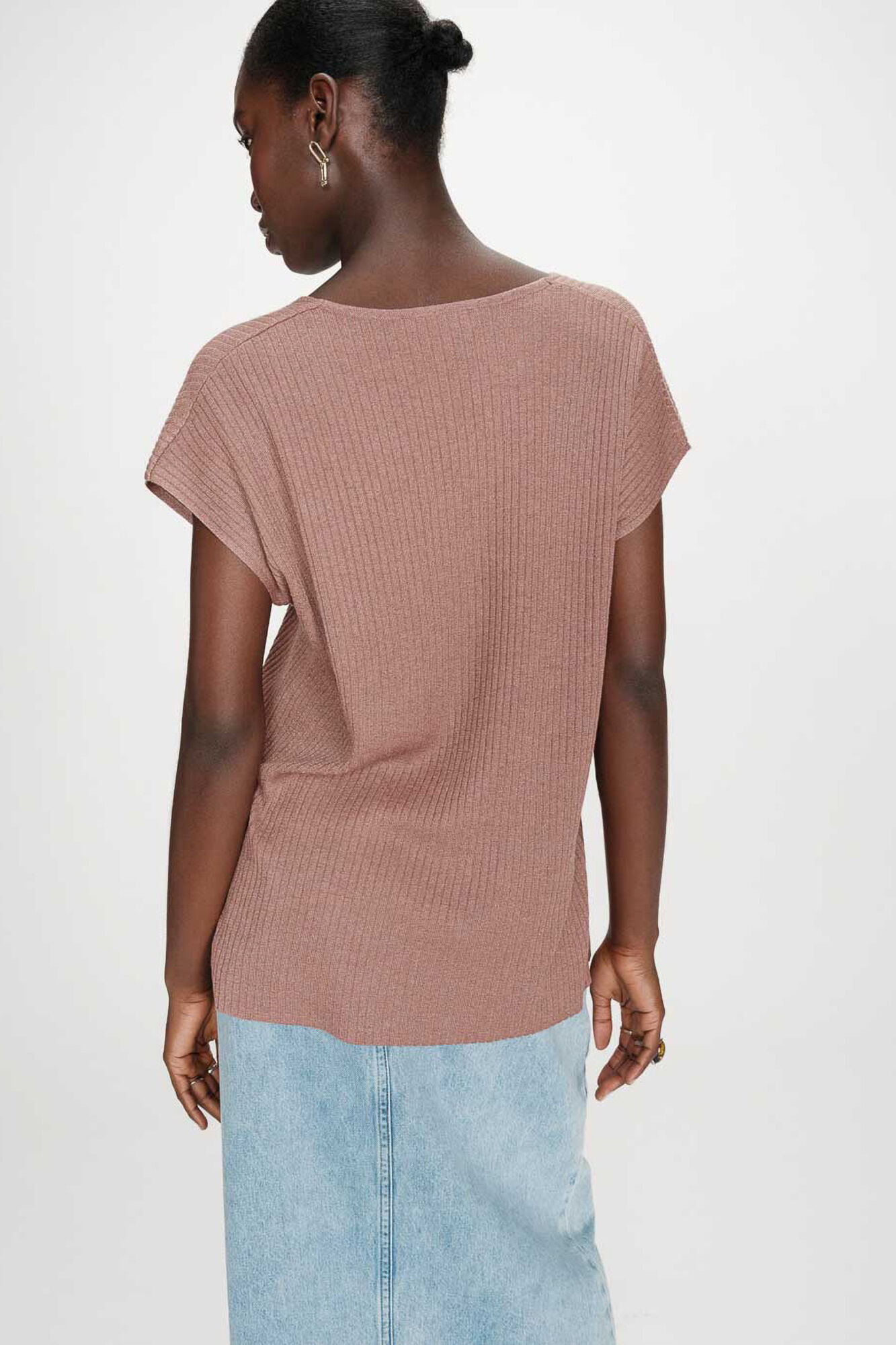 Grace & Mila Top de malha Lurex Castanho