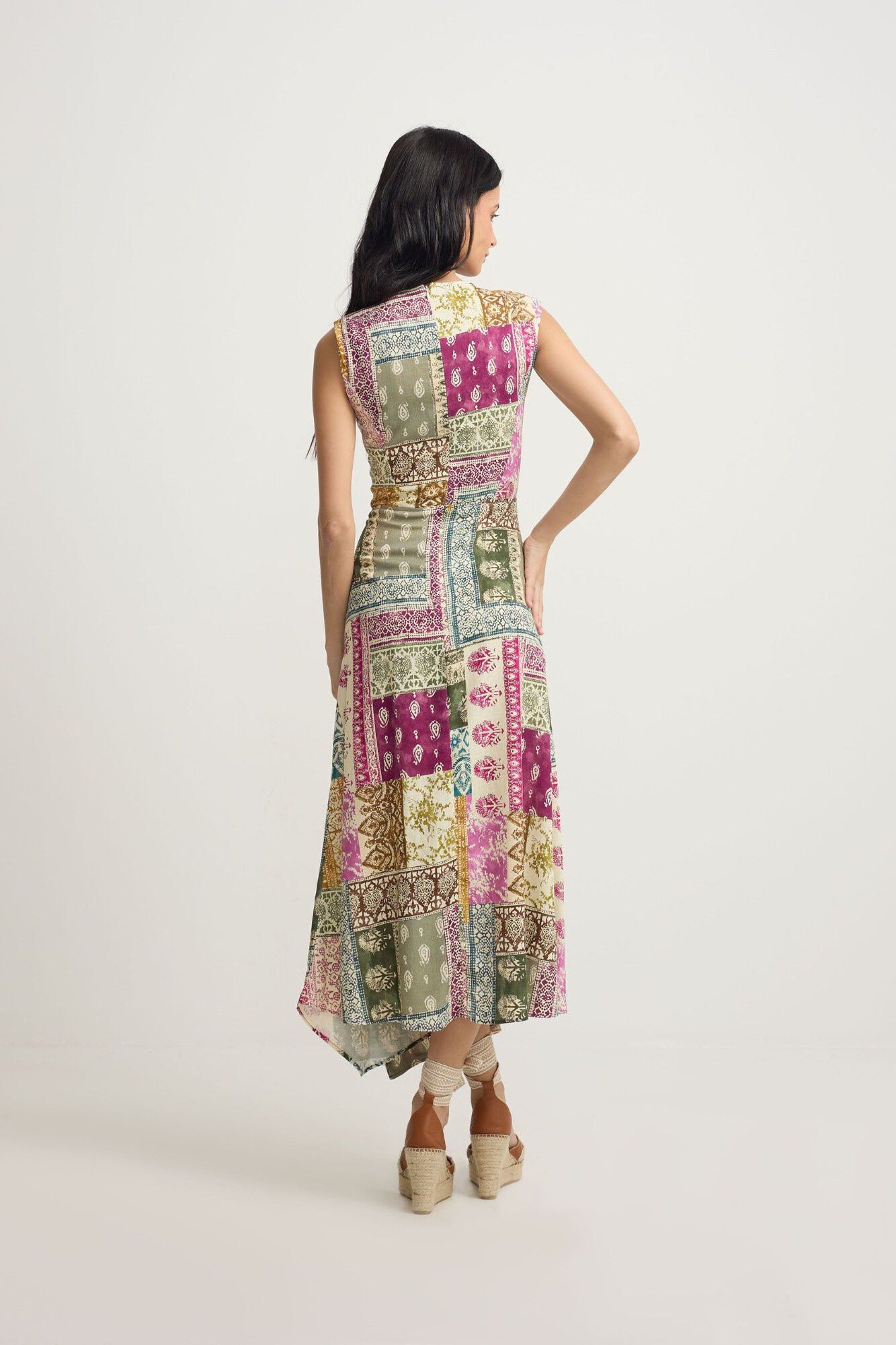 Silbon Patchwork print midi dress Multicolour