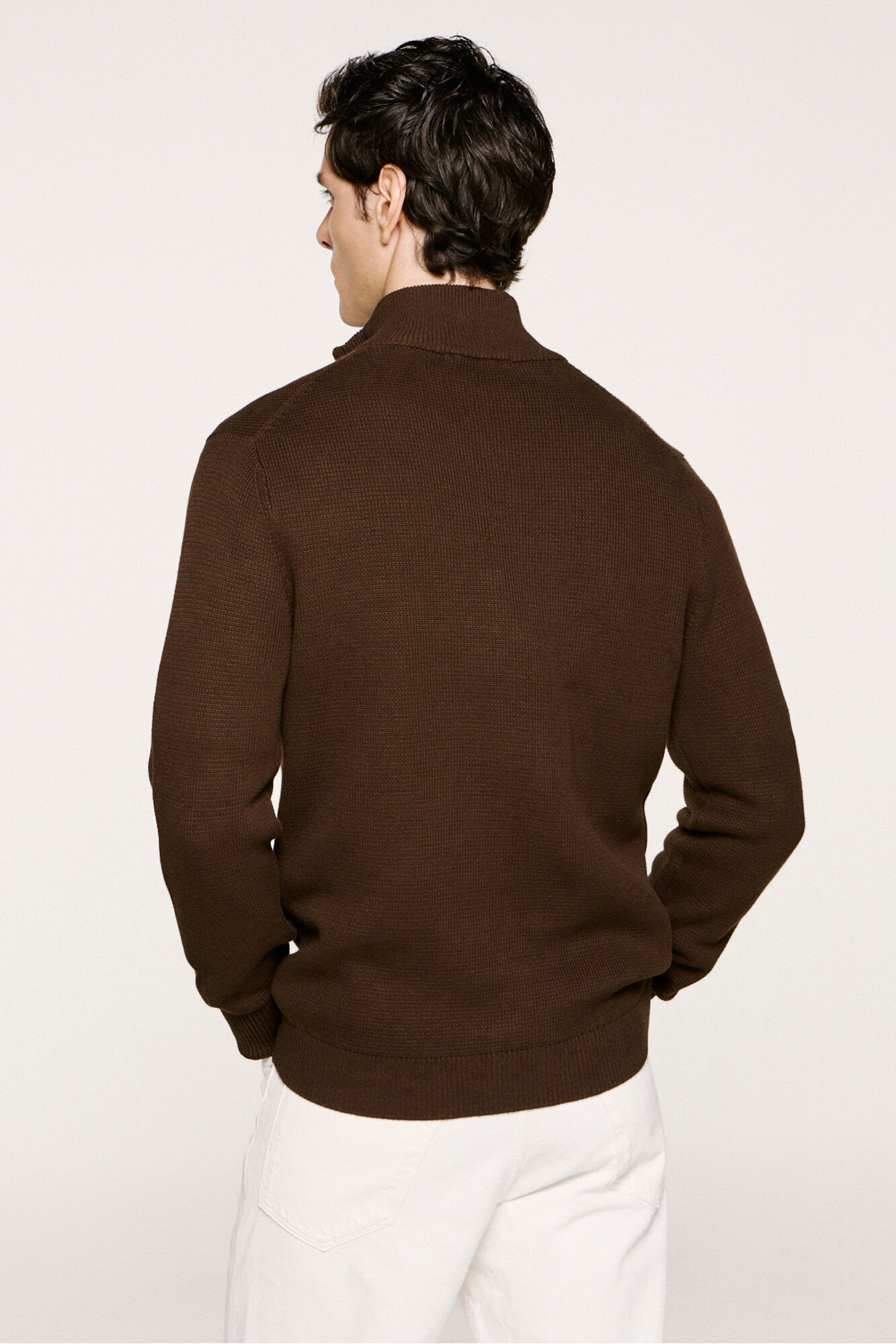 Selected 100% cotton cardigan Brown
