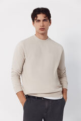 Cortefiel Textured crew neck sweatshirt Beige