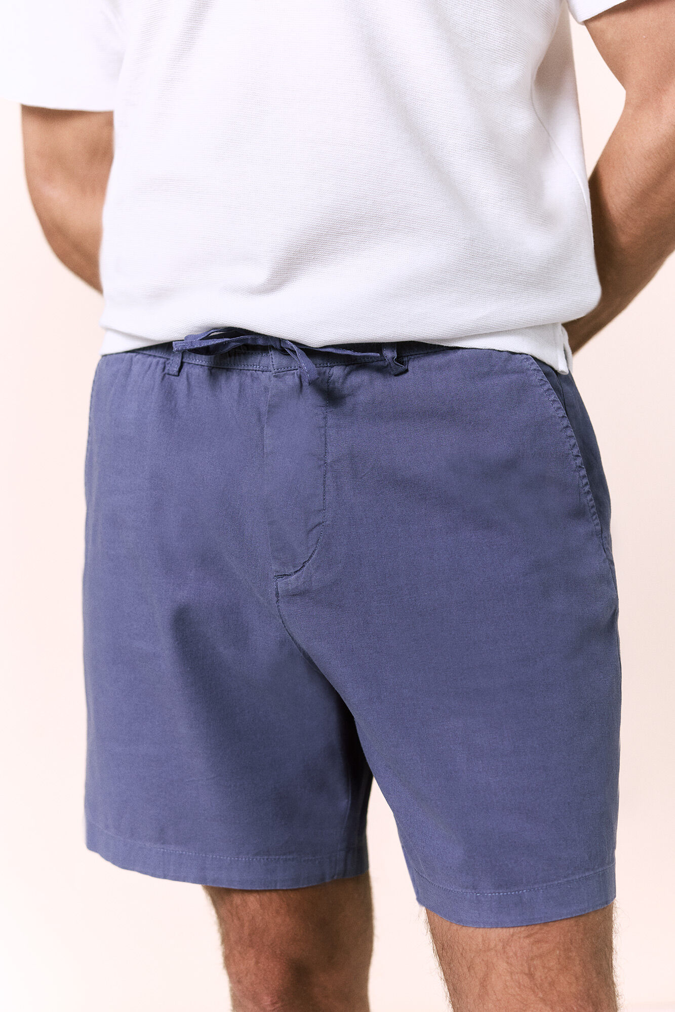 OOTO Linen drawstring Bermuda shorts Blue