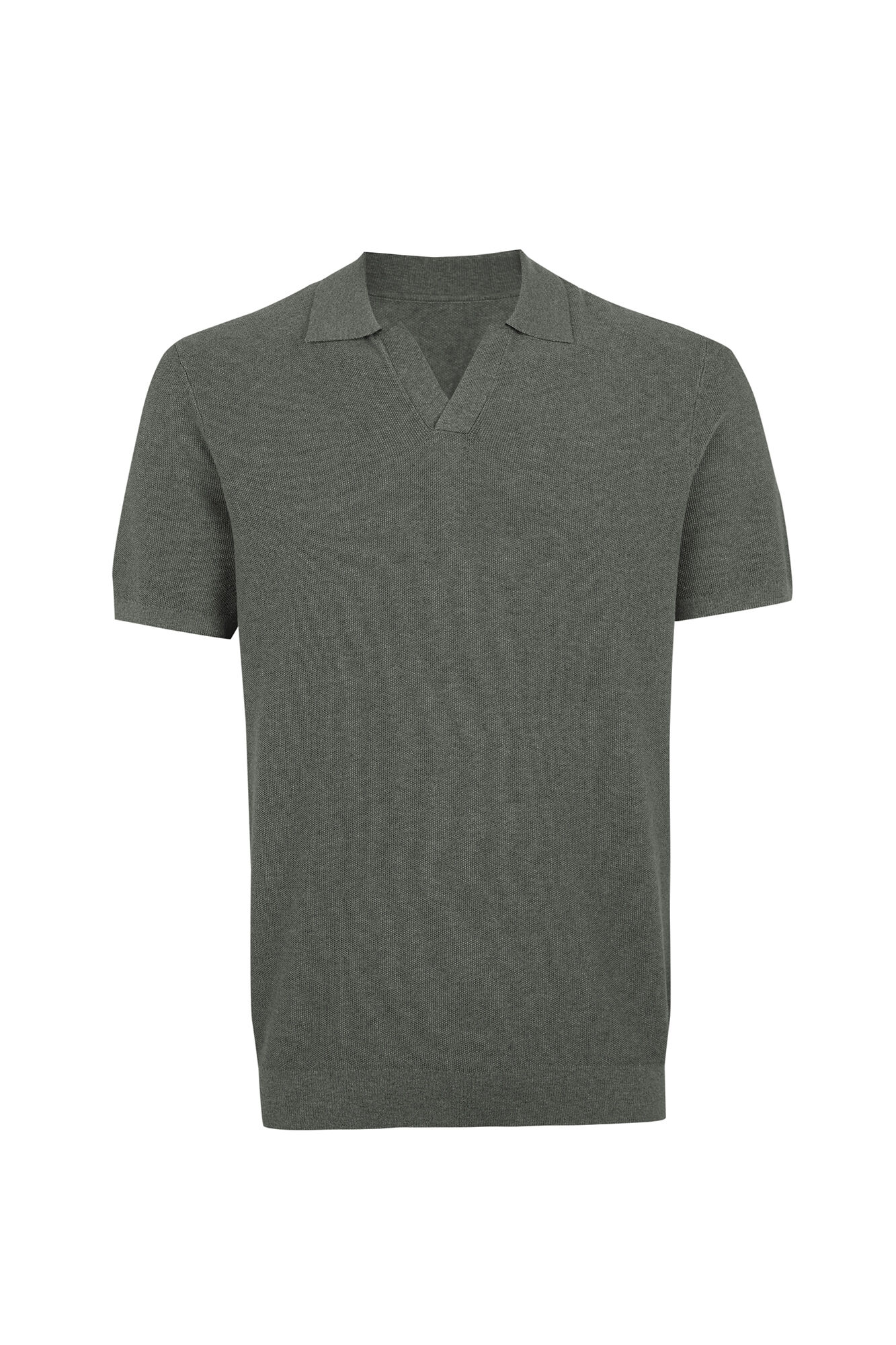 Cortefiel Cotton knit short sleeve polo shirt Kaki