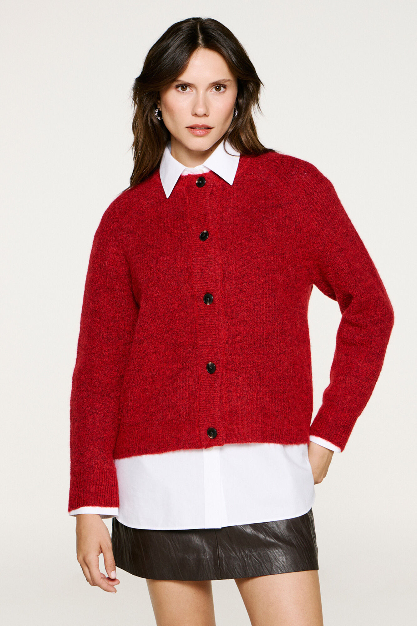 Selected Wool and alpaca cardigan Red