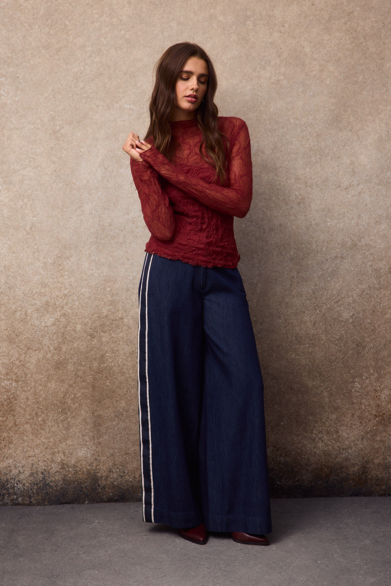Slowlove Top de renda Laranja