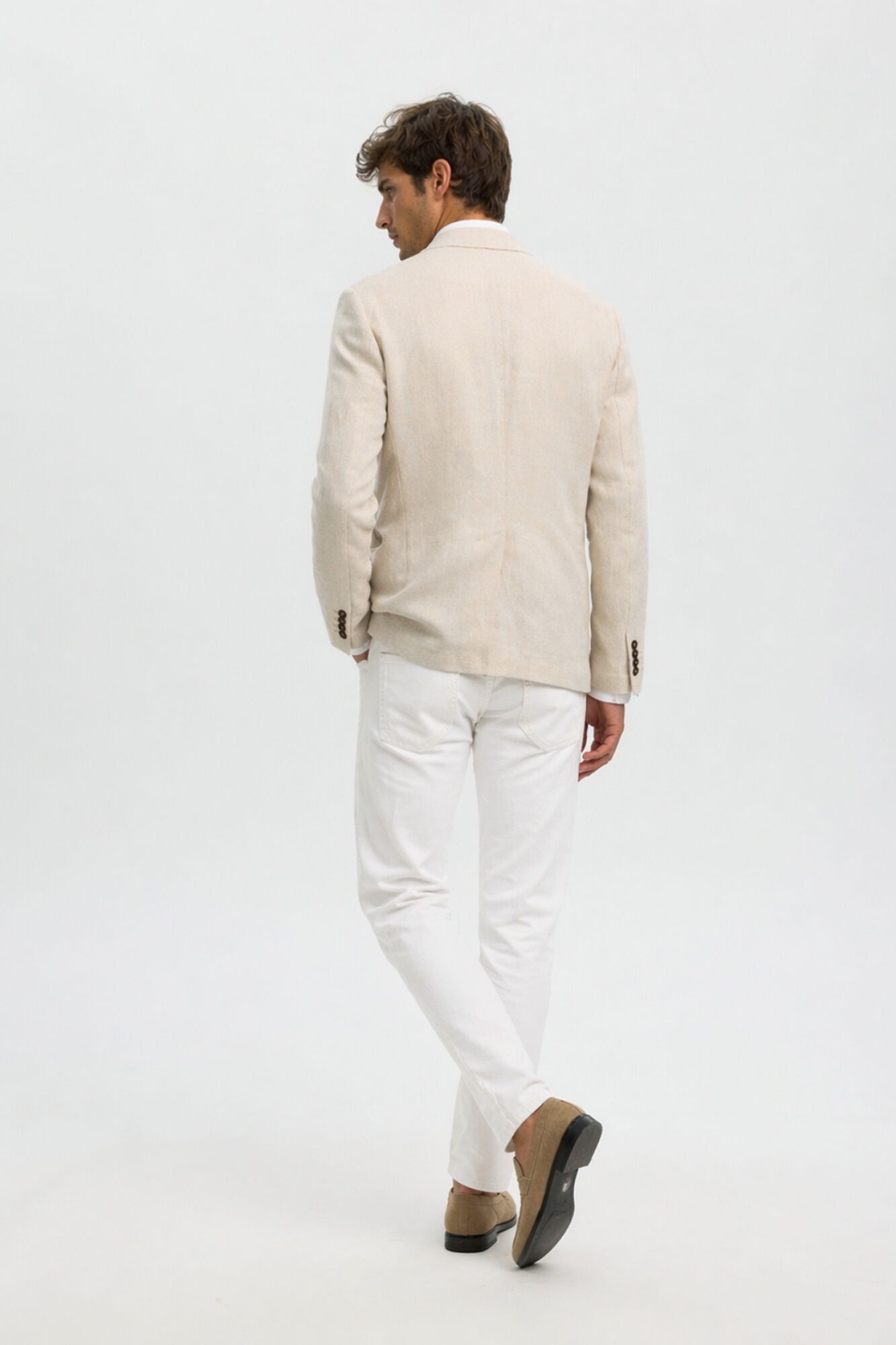 Selected Blazer de linho com lapela Tostado