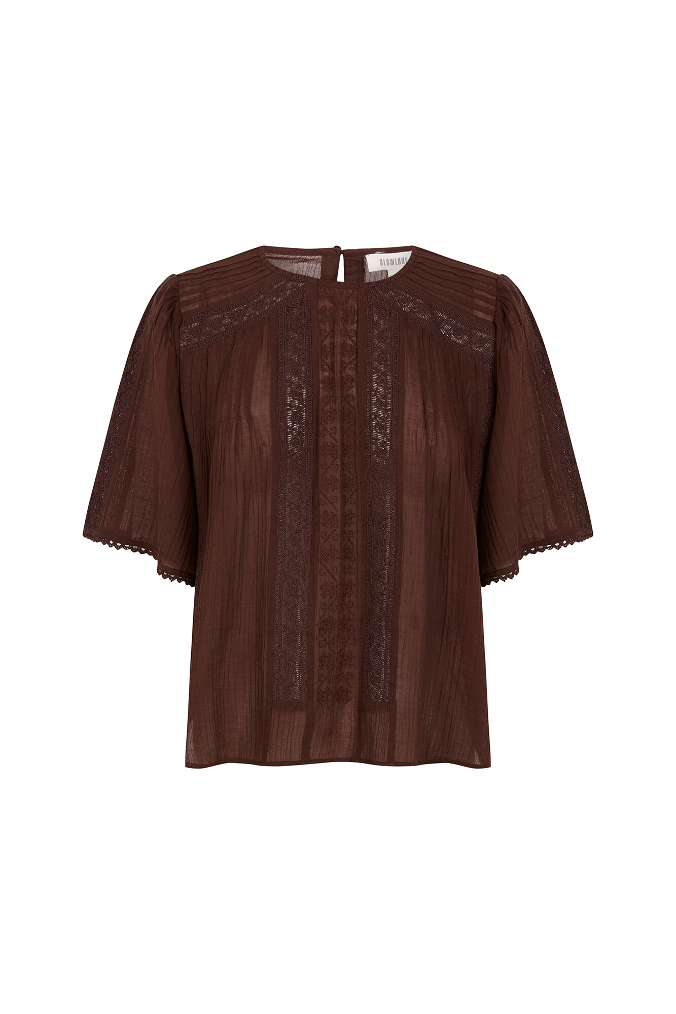 Slowlove Blusa com detalhes de renda Castanho