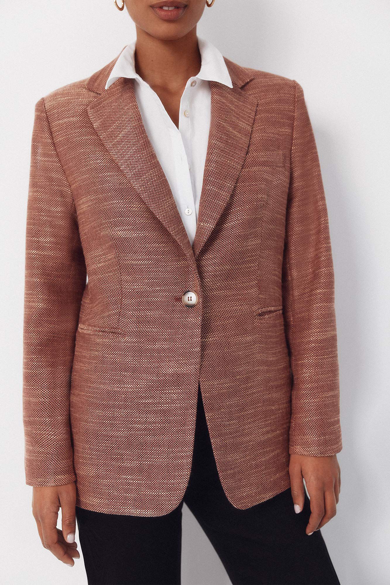 Cortefiel Blazer tejido con textura Naranja