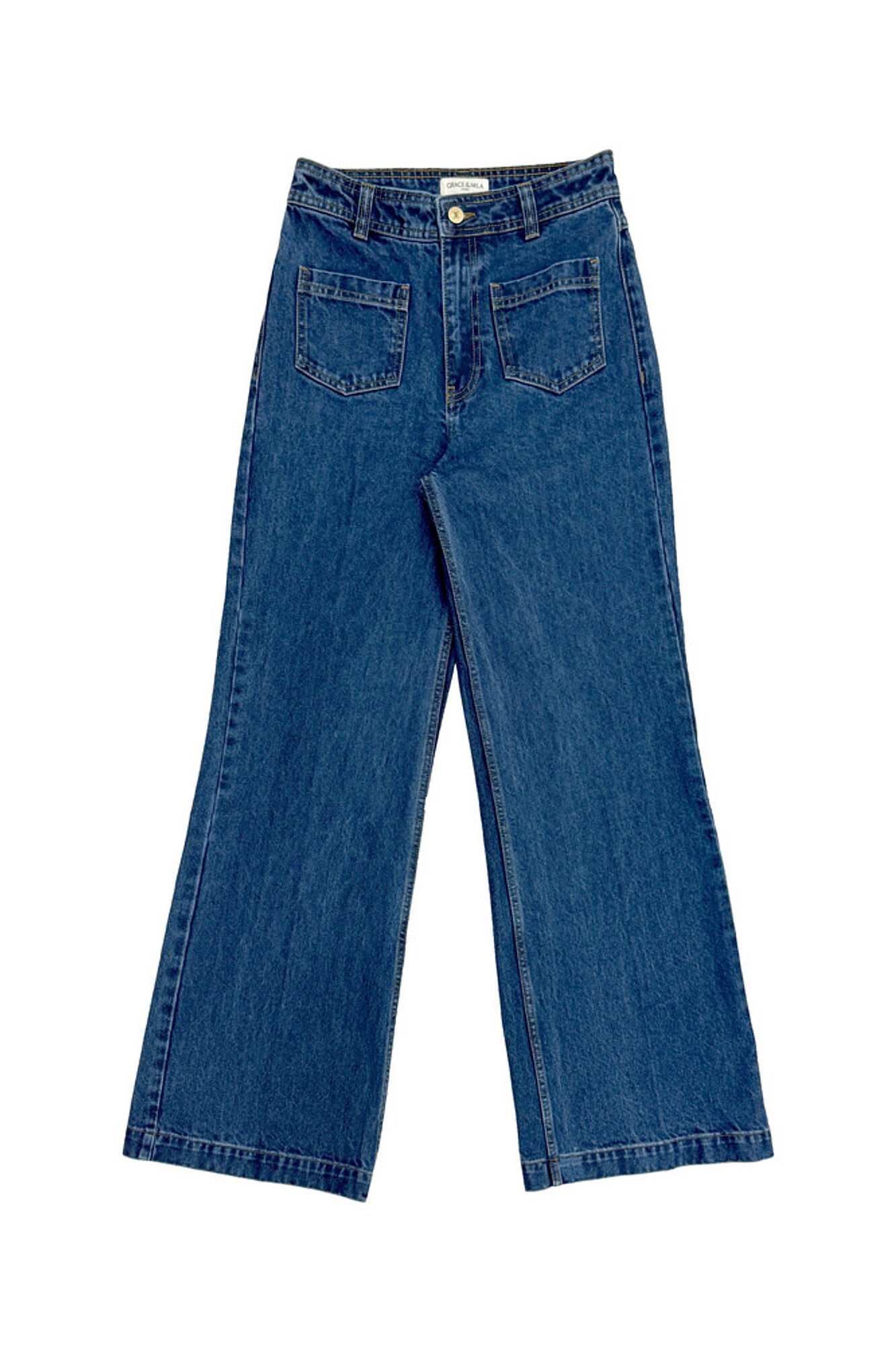 Grace & Mila Cal&ccedil;as denim de cintura alta Azul
