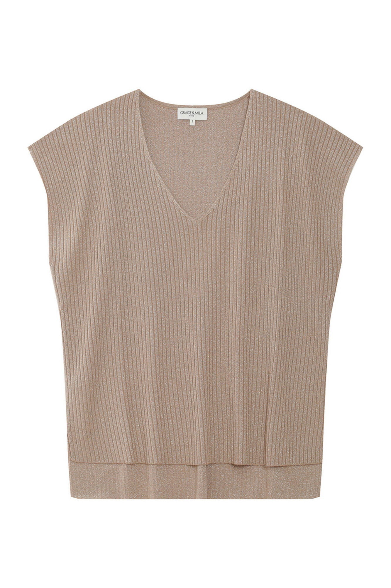 Grace & Mila Top de malha Lurex Tostado