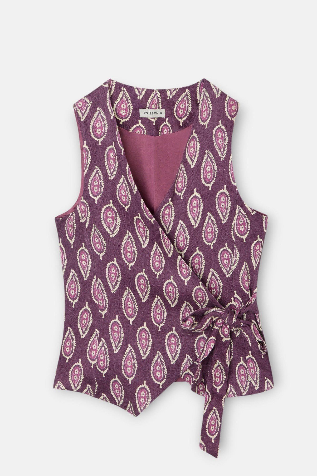 Silbon Print double-breasted tie gilet Printed red