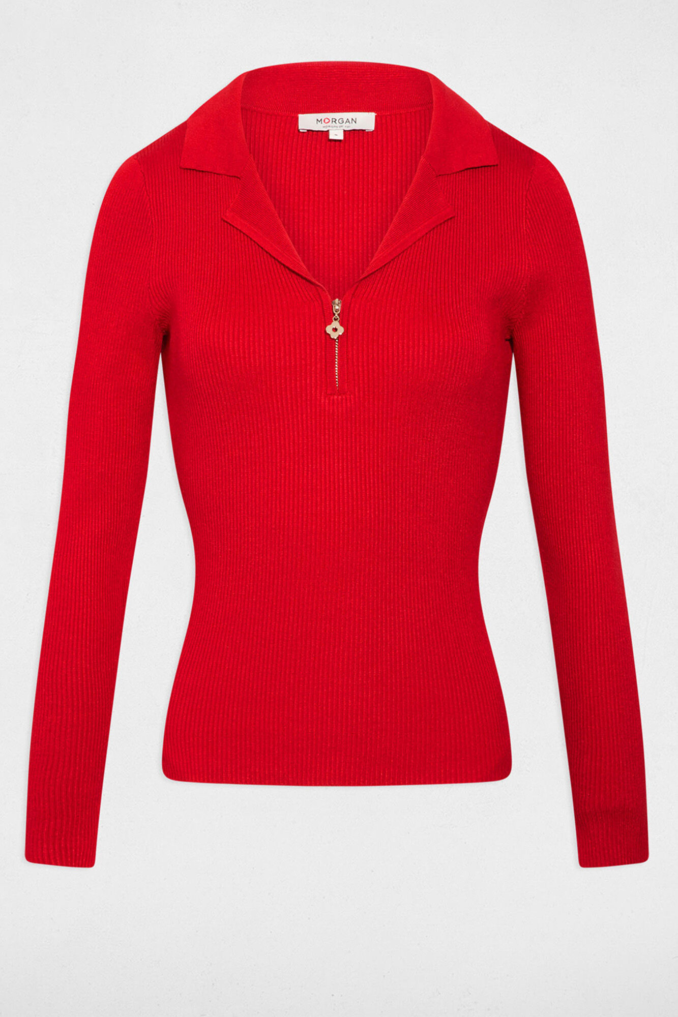 Morgan Camisola cintada com gola alfaiate Vermelho
