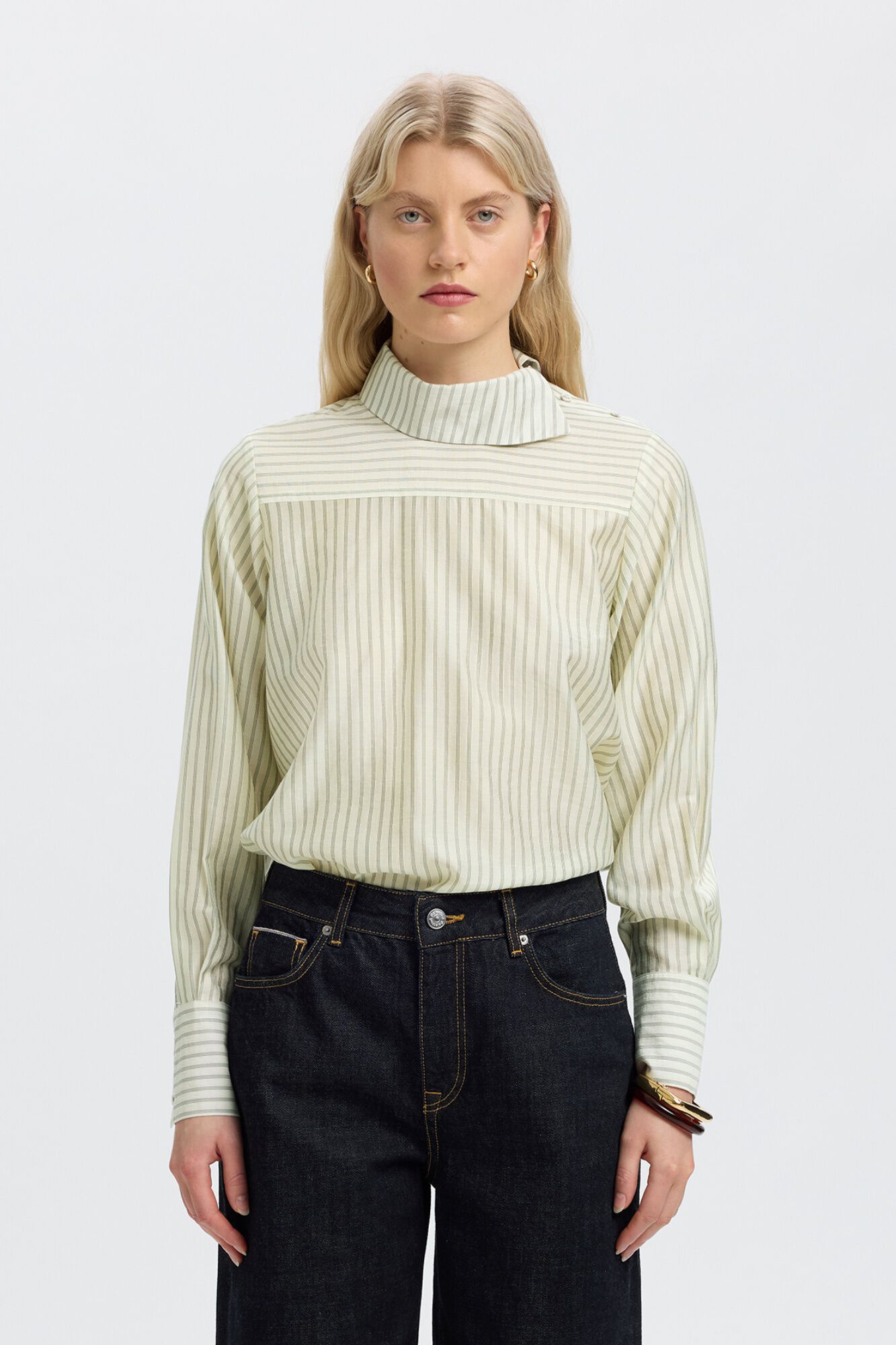 Selected Blusa de gola alta Ecru