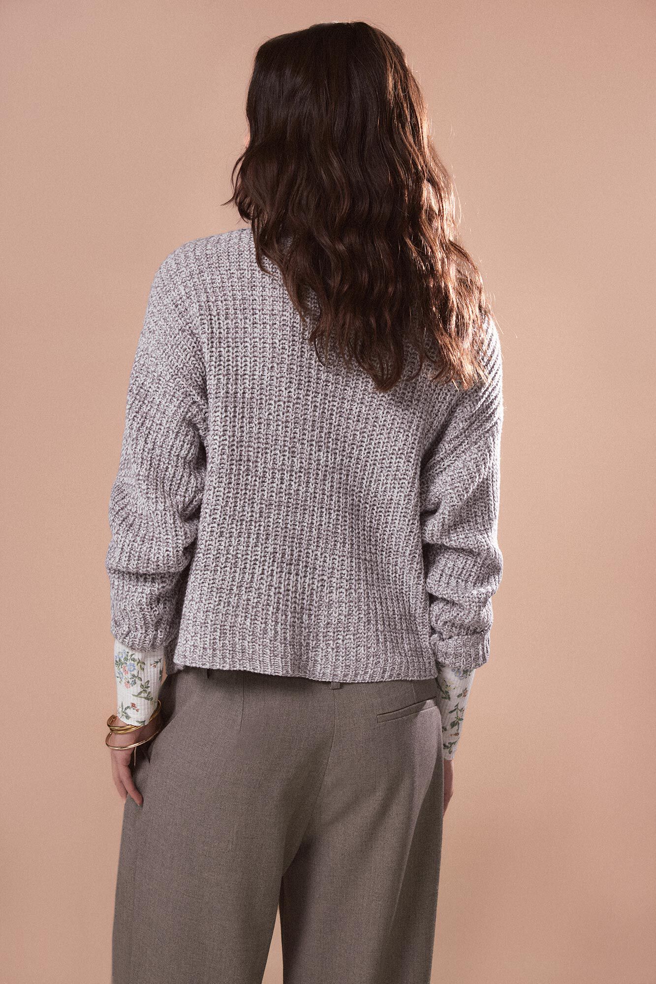 Slowlove Jersey punto perlado Cinzento