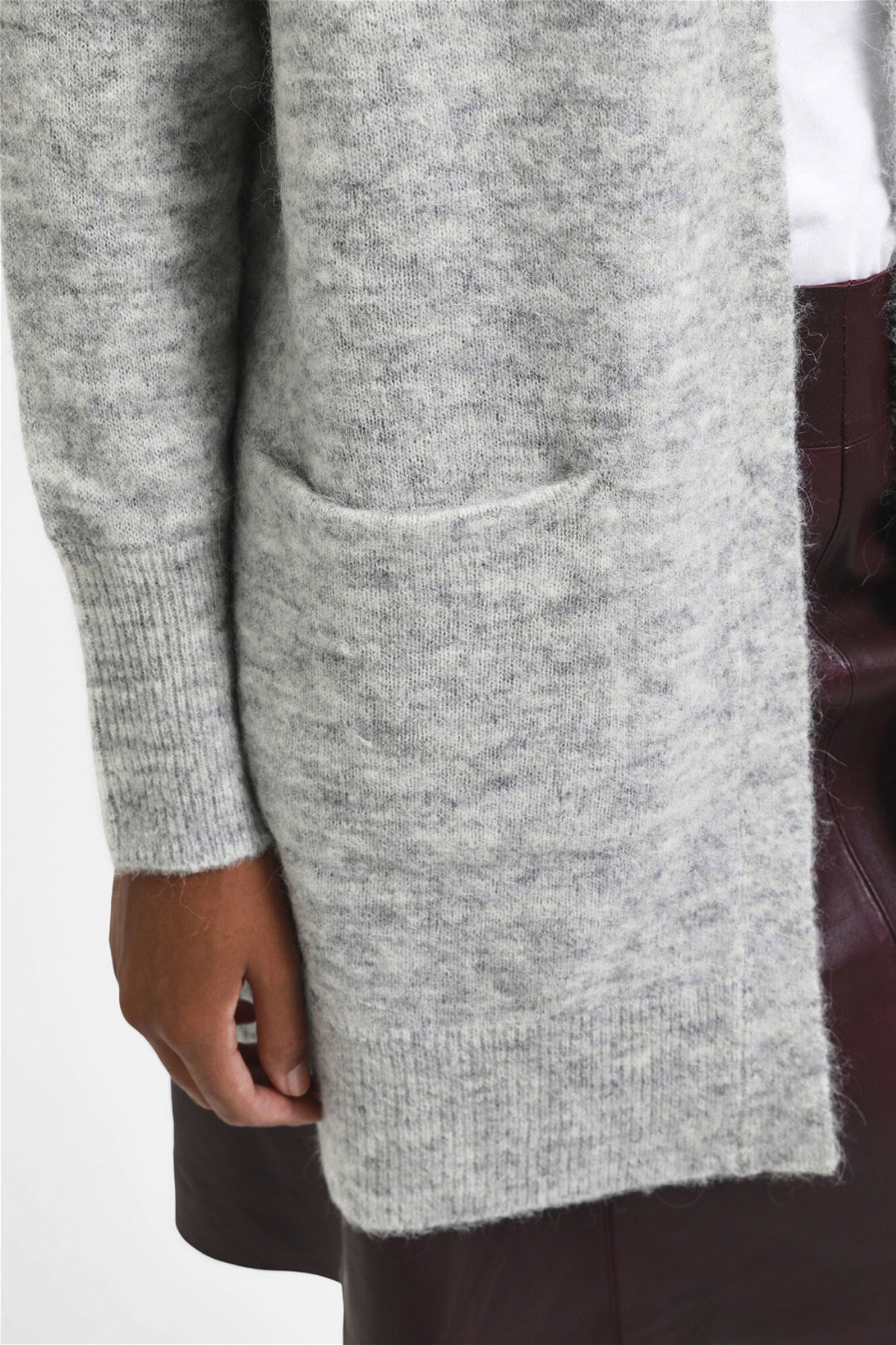 Selected Long wool and alpaca cardigan Grey